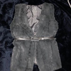 Faux Fur vest with belt